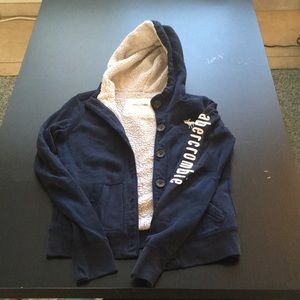 Abercrombie Faux fur button up hoodie